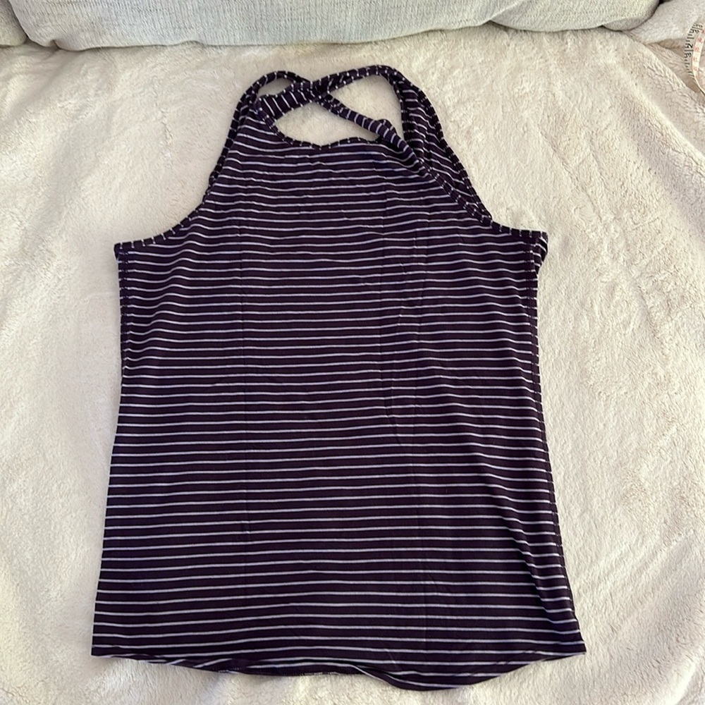 Lululemon Plum Striped Open Back Tank